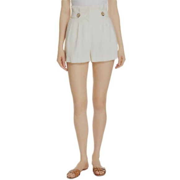 Veronica Beard High Waisted Linen Blend Cream Color Shorts D4 - Picture 1 of 10